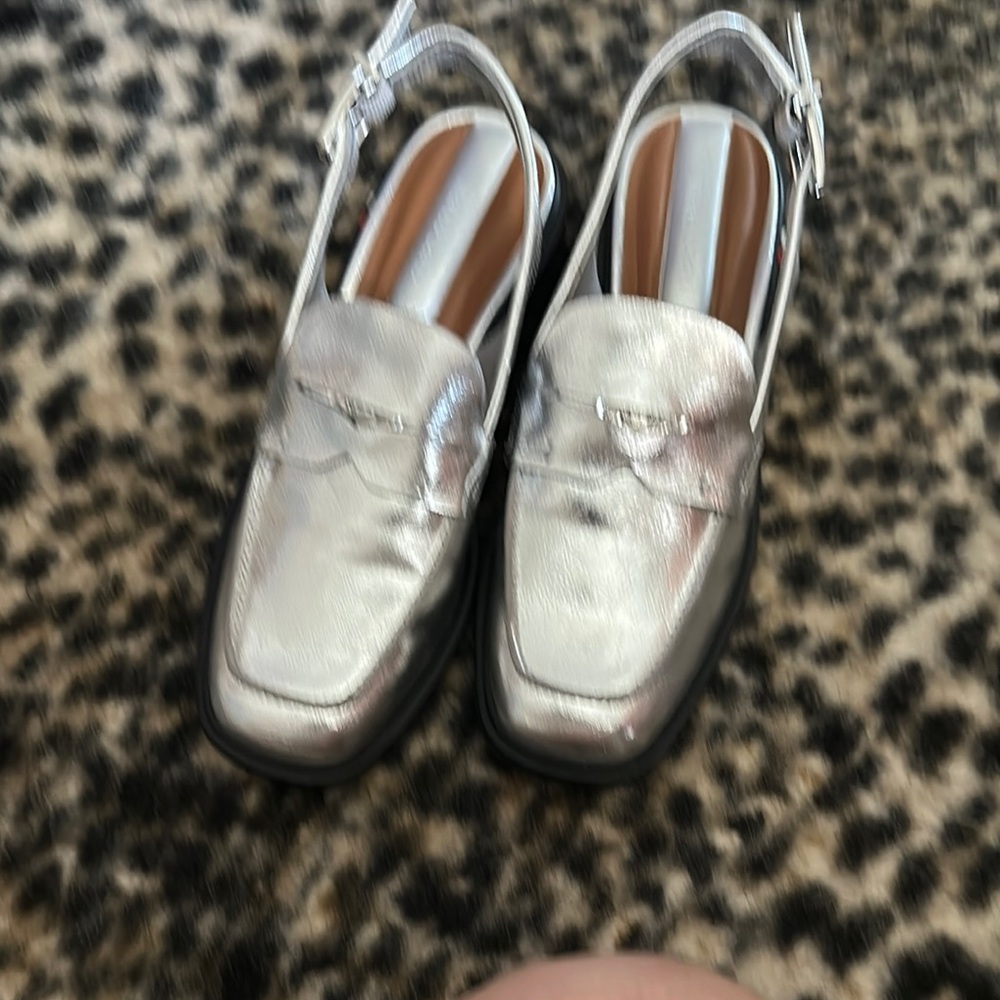 Silver Women's Slingback Loafers